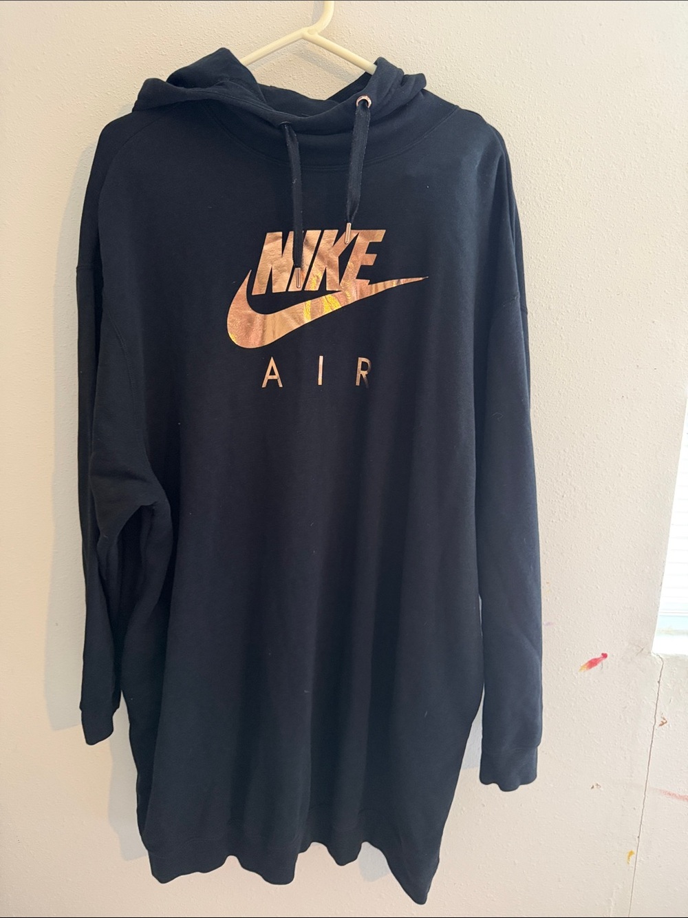 Nike Black Long Sleeve Hoodie Dress with Metallic Logo